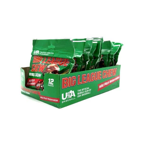 Big League Chew Wild Pitch Watermelon Gum, 12ct Pouches