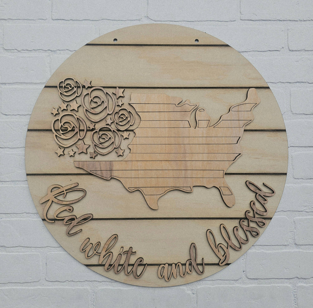 DIY Red White & Blessed Door Hanger