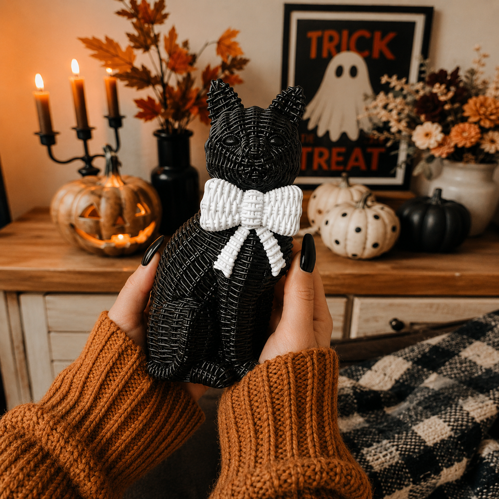 Spooky Shelf Accent Cute Farmhouse Halloween Black Cat Decor