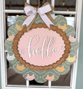 HELLO CHICKEN SCALLOPED SIGN