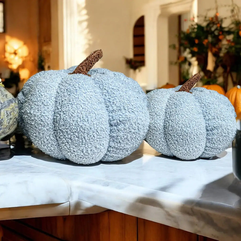 Neutral Fall + Halloween Home Decor, Cute Cotton Pumpkins BW