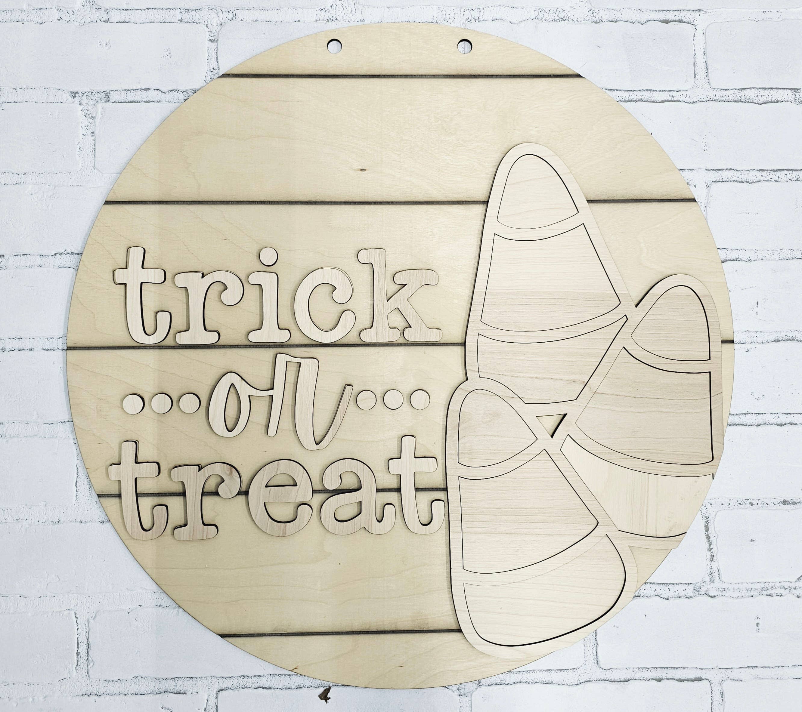 DIY Trick or Treat Candy Corn Door Hanger