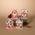 Christmas Lighted Clay Dough Gingerbread Houses Set of 4 5.5"H