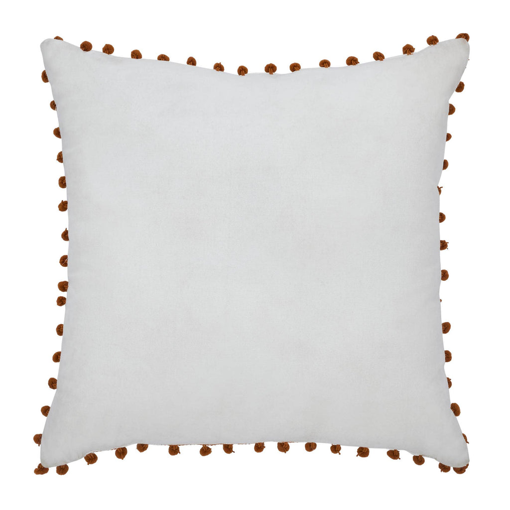 Thanksgiving Fall Wreath Pom Pom Accent Throw Pillow 18x18