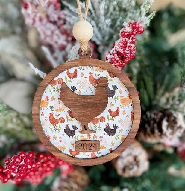 Chicken Christmas Ornament - Farm Theme Tree Ornament