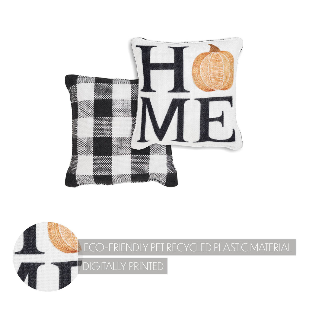 Farmhouse Fall Buffalo Check Pumpkin Throw Pillow 6x6