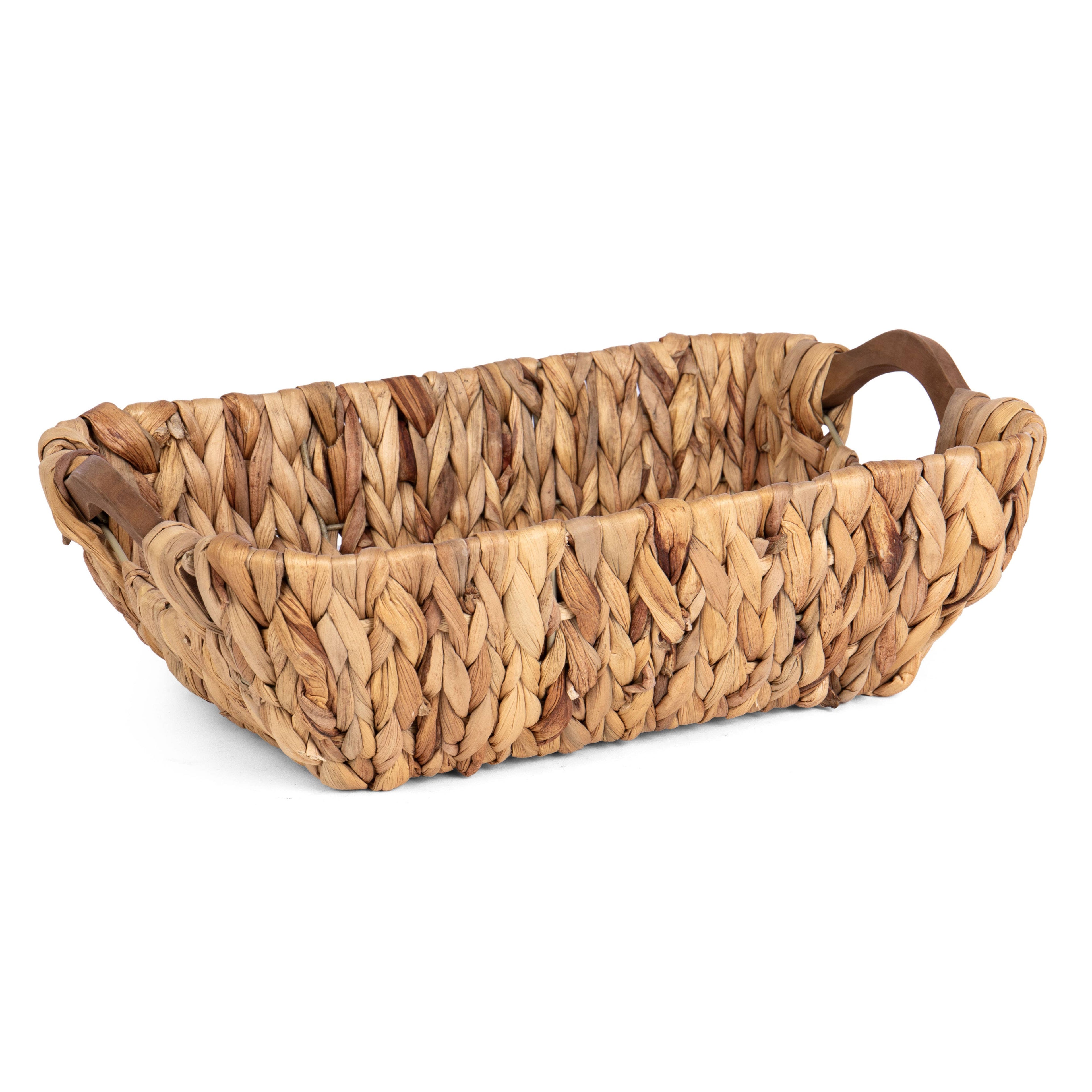 Natural Hyacinth Tub w/Wood Handles