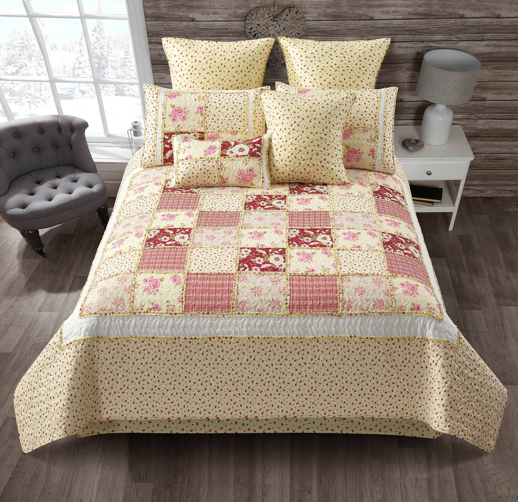 "Kensington Floral" Designer Microfiber Quilt Set