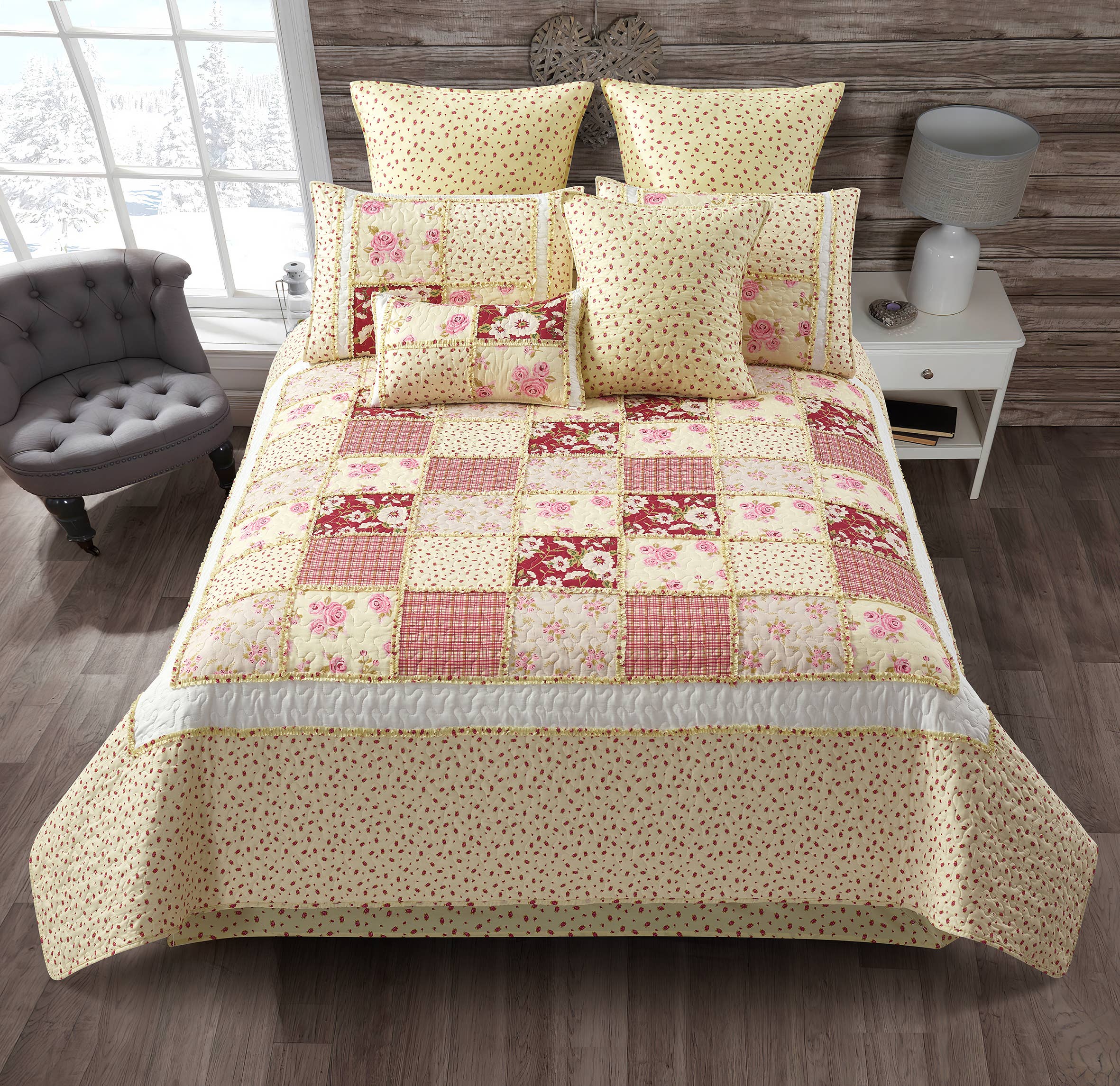 "Kensington Floral" Designer Microfiber Quilt Set