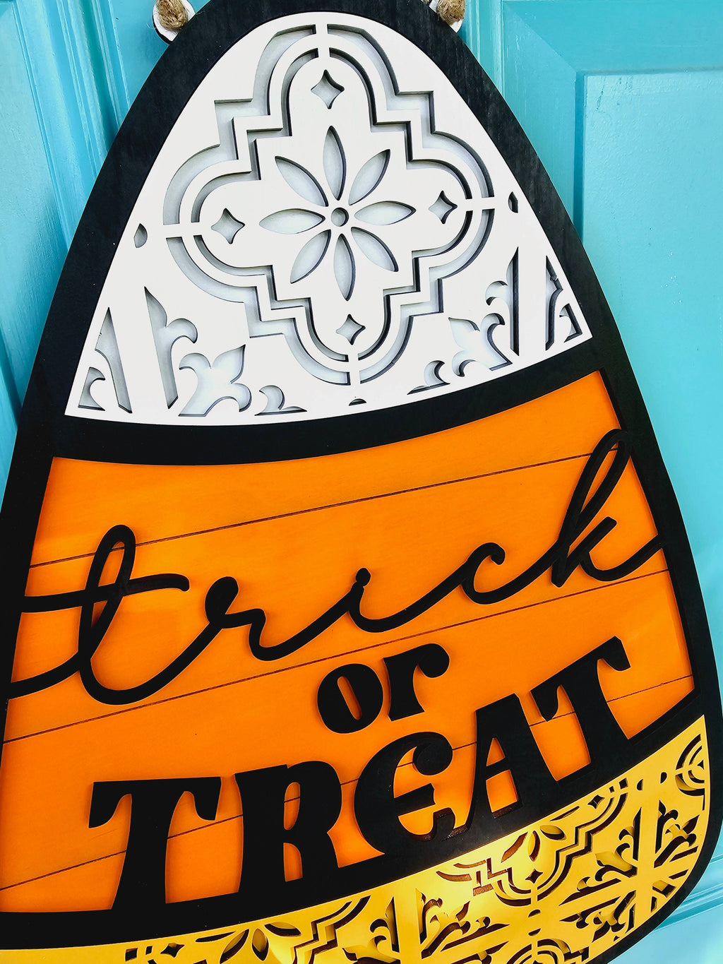 DIY Ornate Candy Corn Door Hanger