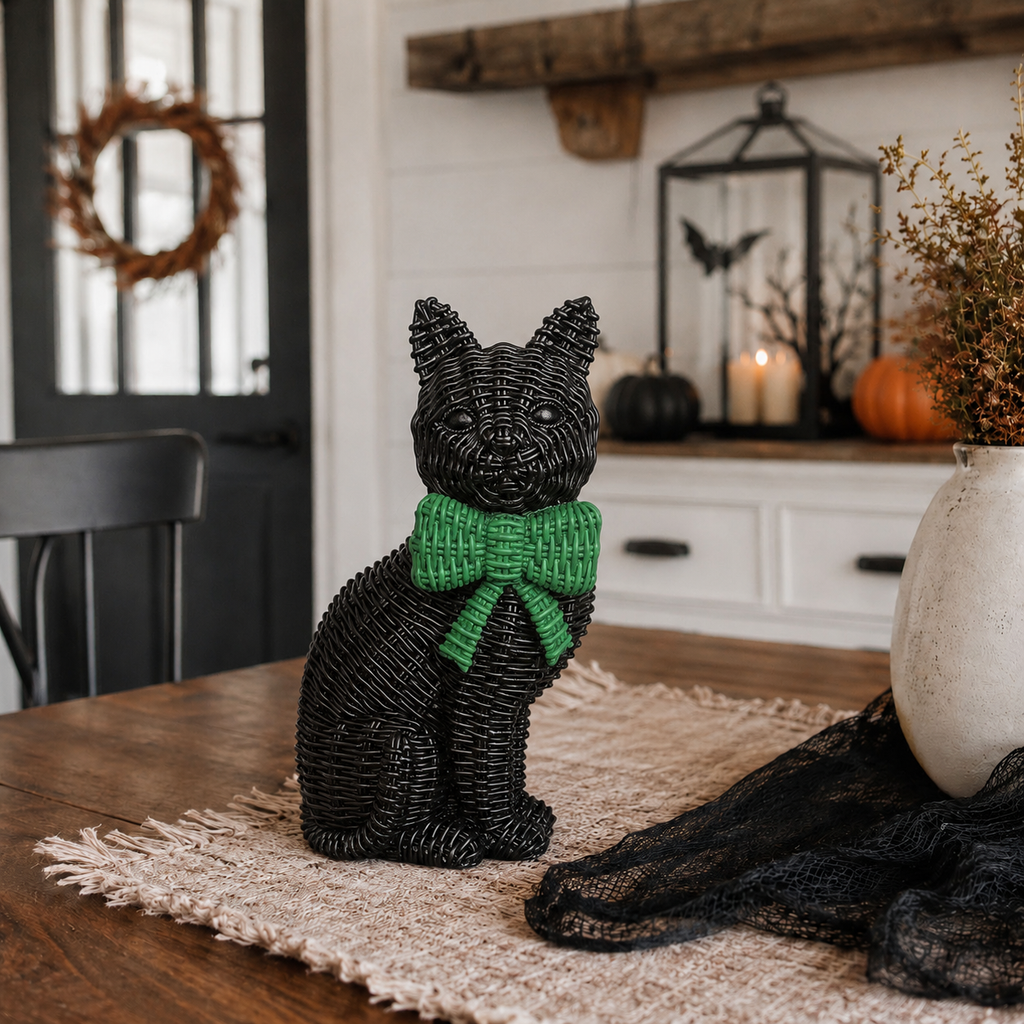 Spooky Shelf Accent Cute Farmhouse Halloween Black Cat Decor