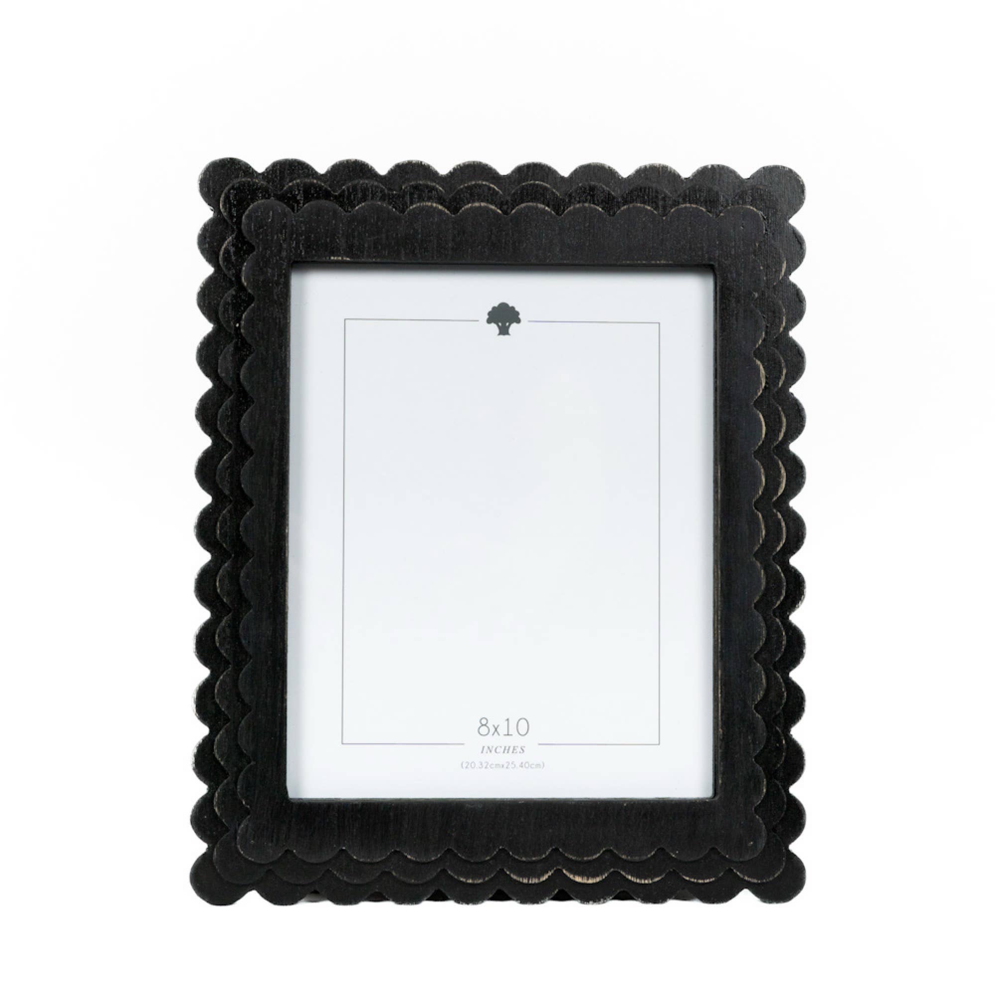 Wood scallop photo frame for 8x10 pic, black  - 17059