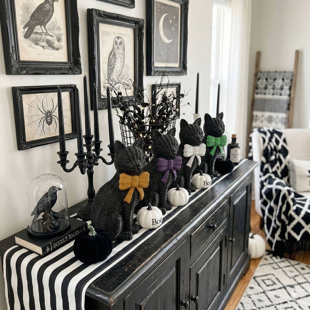 Spooky Shelf Accent Cute Farmhouse Halloween Black Cat Decor