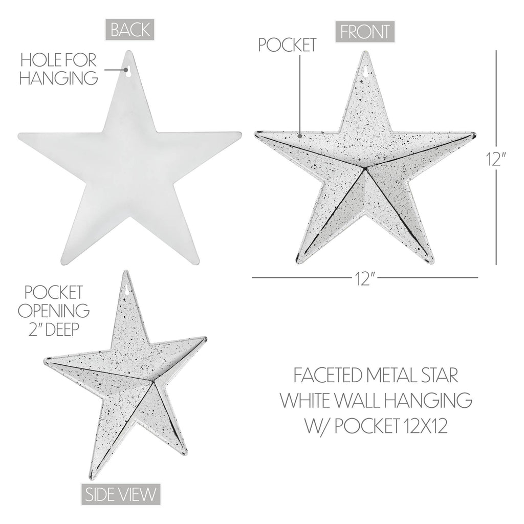 White Speckled Metal Star Wall Pocket 12x12