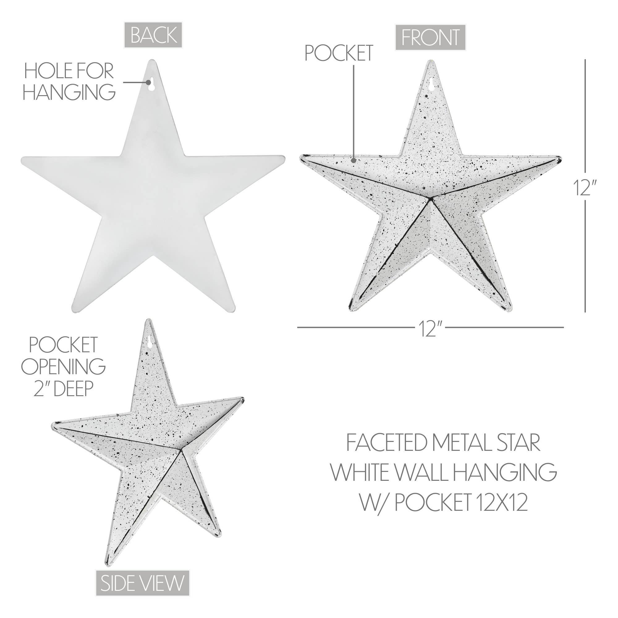 White Speckled Metal Star Wall Pocket 12x12