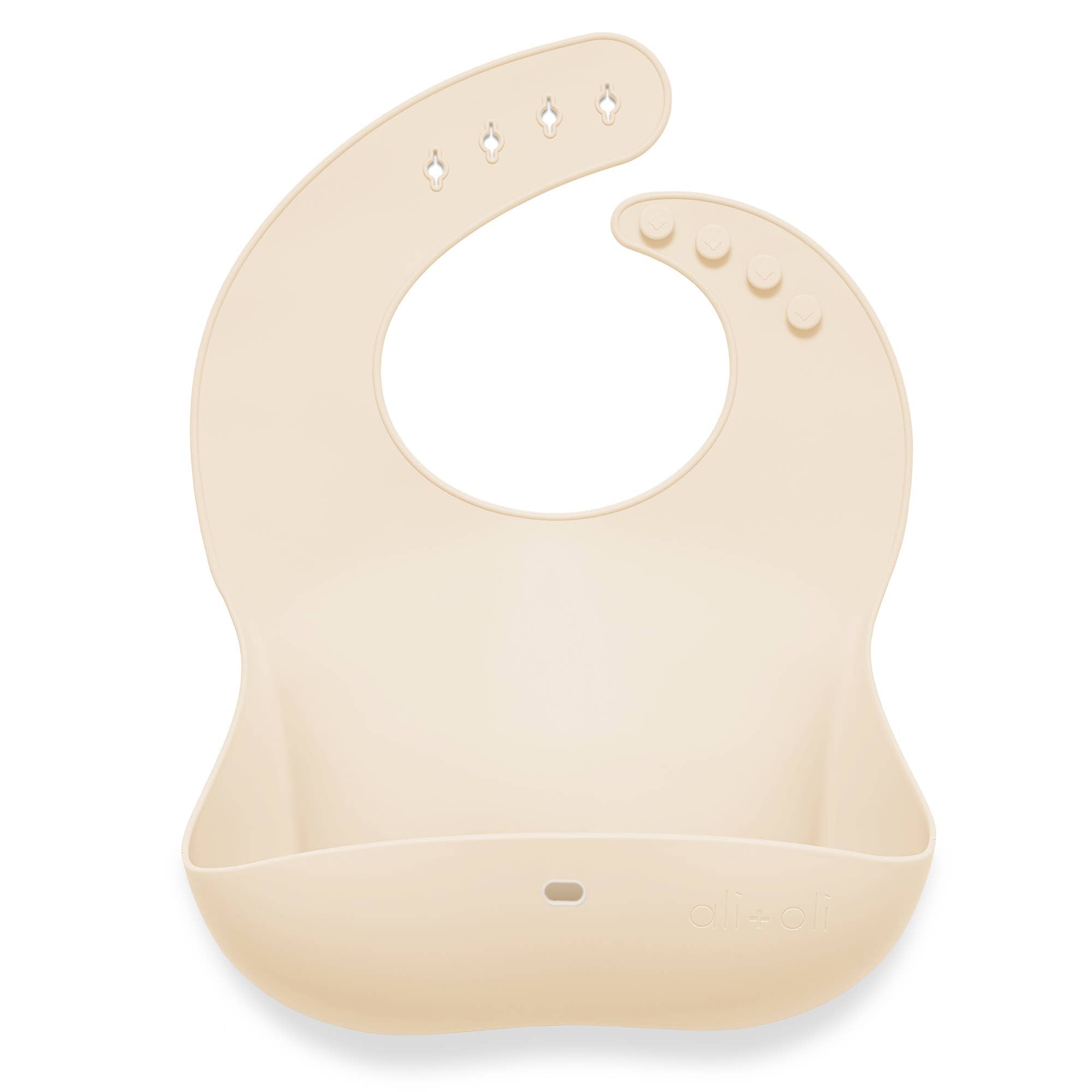 Silicone Baby Bib Roll Up & Stay Closed - (Sand)
