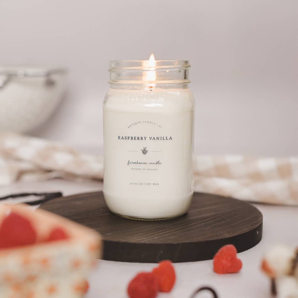 Raspberry Vanilla - Soy Wax Mason Jar Candle