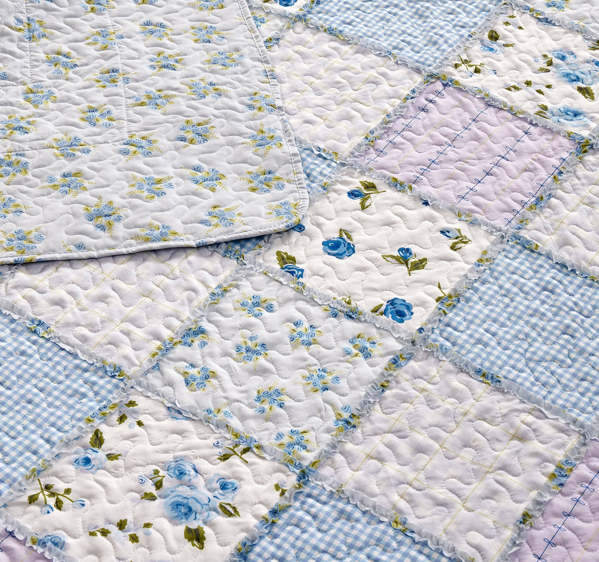 "Garden of Blues" Designer Microfiber Quilt Set