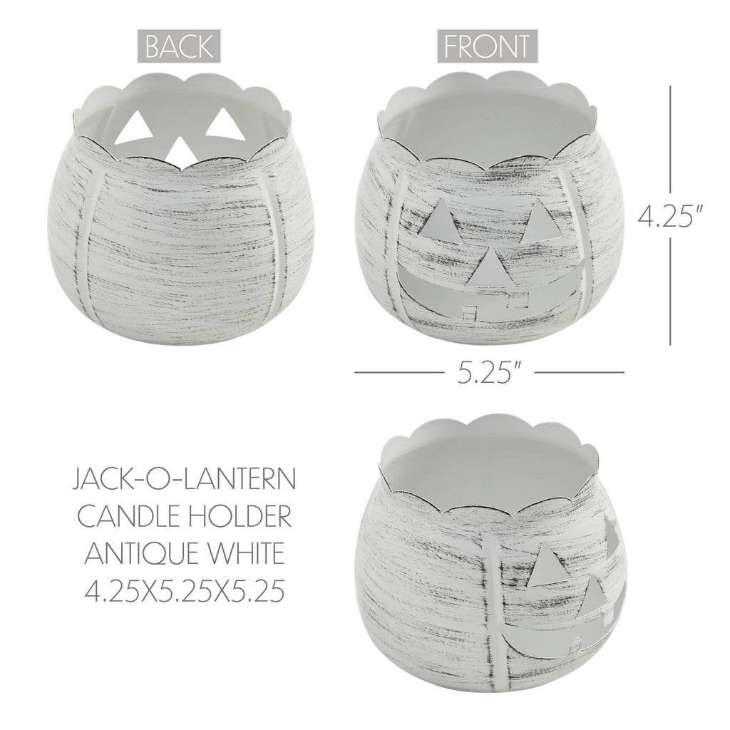 White Scalloped Jack-O'-Lantern Candle Holder Fall Decor