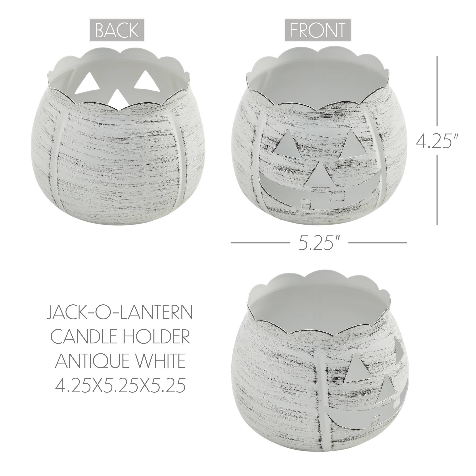 White Scalloped Jack-O'-Lantern Candle Holder Fall Decor
