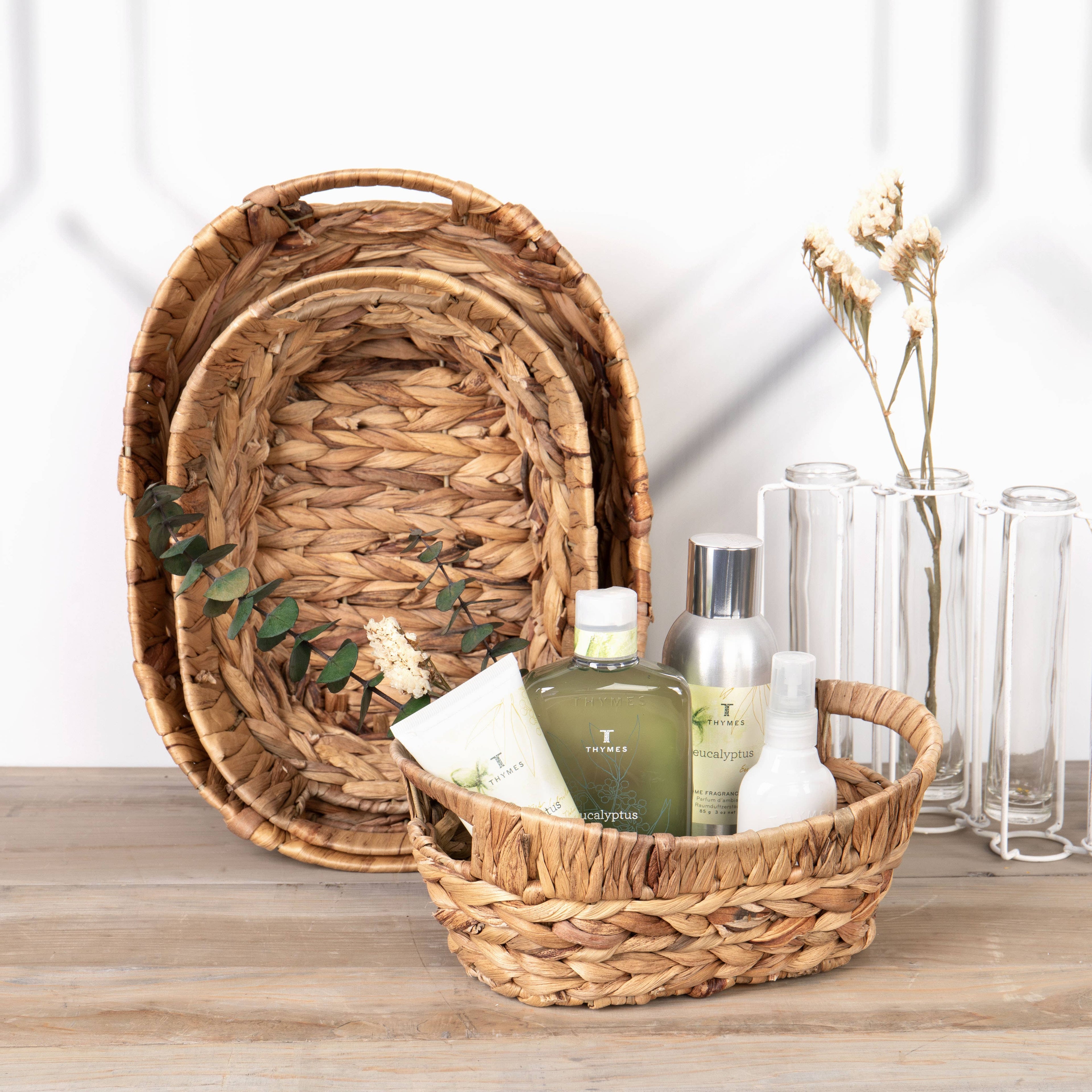 Natural Hyacinth Tub w/Wire Frame
