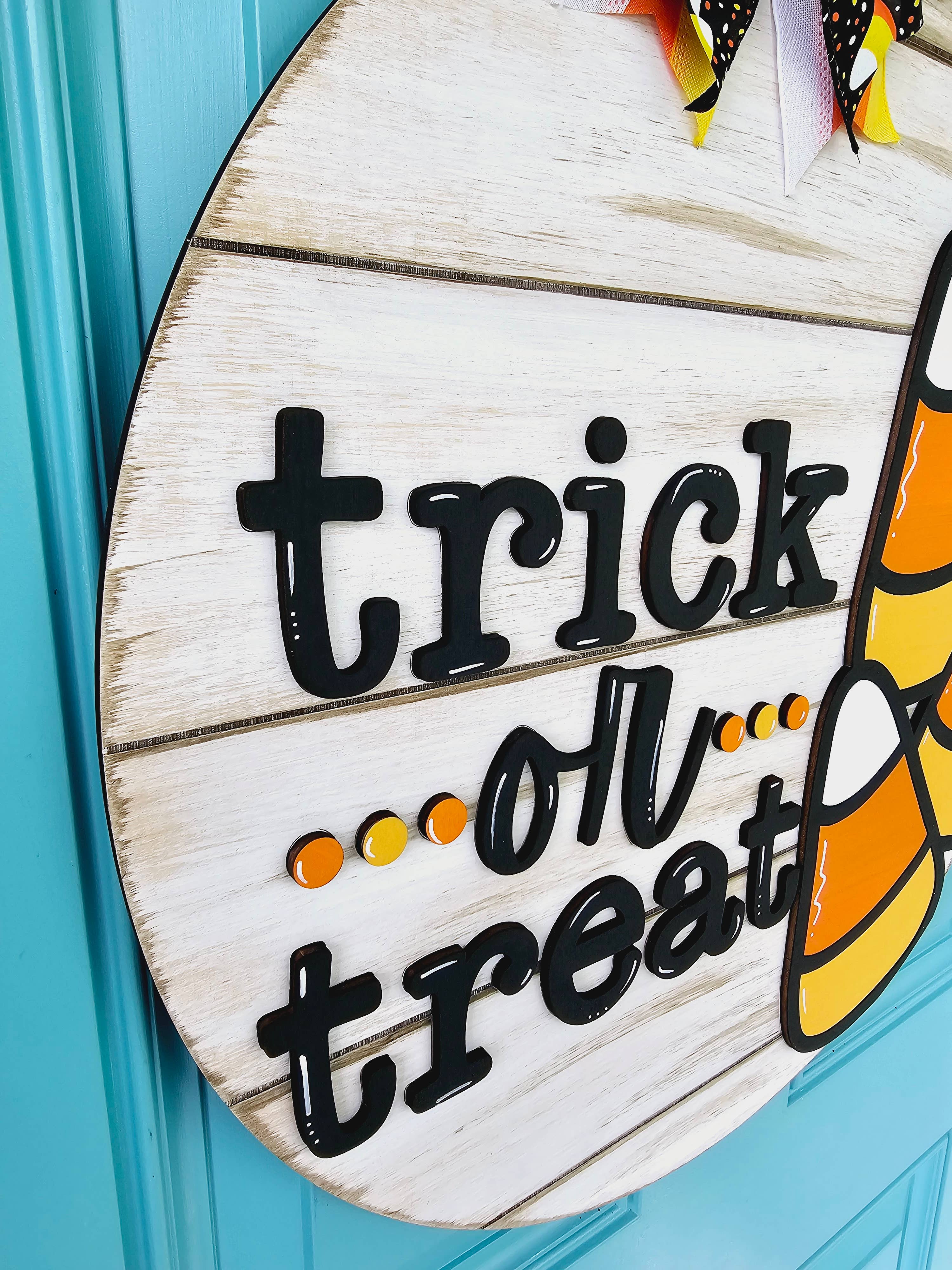 DIY Trick or Treat Candy Corn Door Hanger
