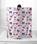 "Patriotic Bows"  1-Ply Faux Fur Everyday Designer Blanket