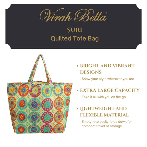 "Suri" Designer Quilted Tote Bag