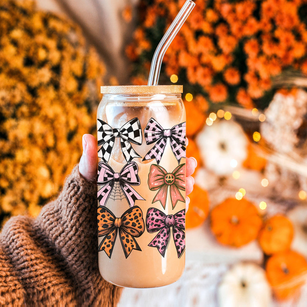 Halloween Tumblers Cute Fall Glass Cup Gifts & Kitchen Decor