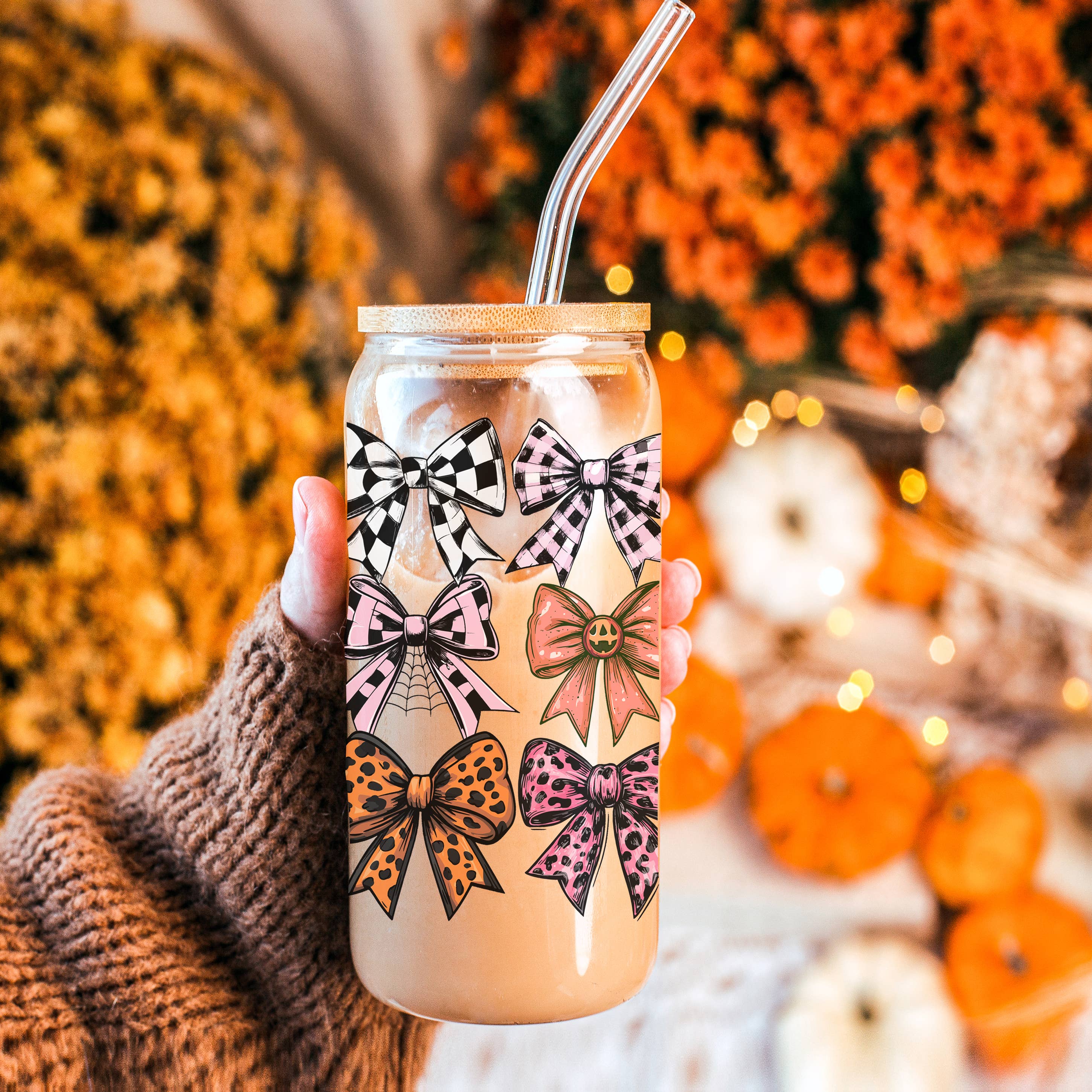 Halloween Tumblers Cute Fall Glass Cup Gifts & Kitchen Decor