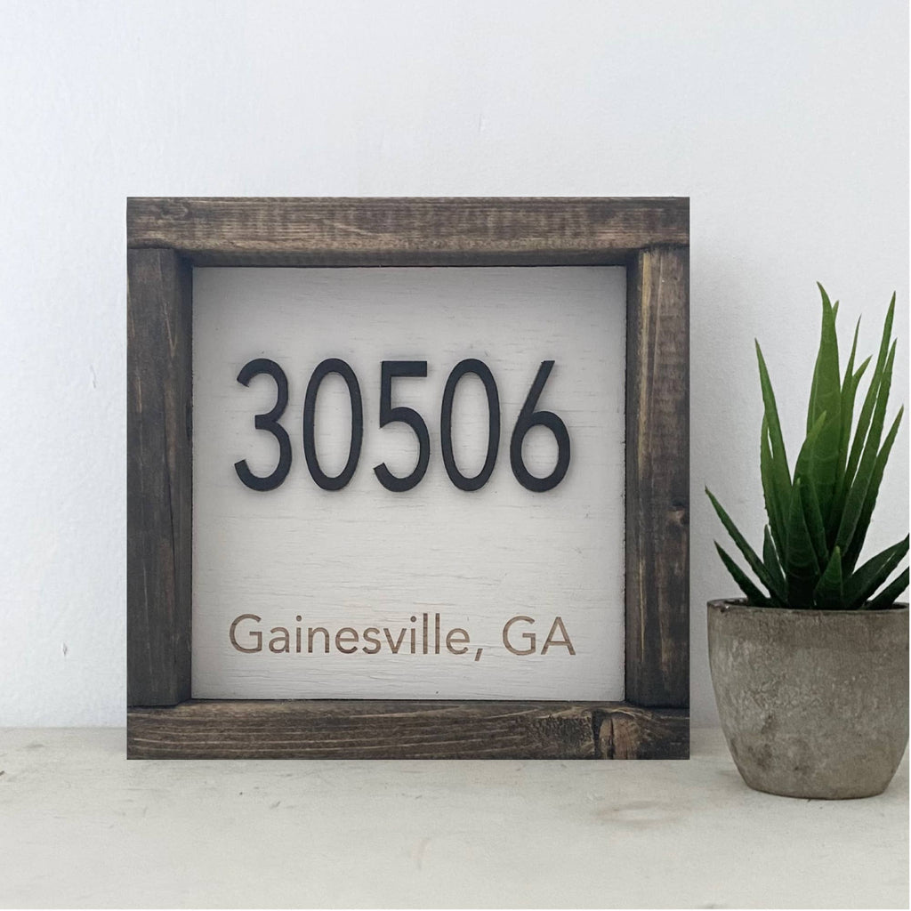 7x7 "Any" Zip Code Sign - City Name - 3D Wood Sign