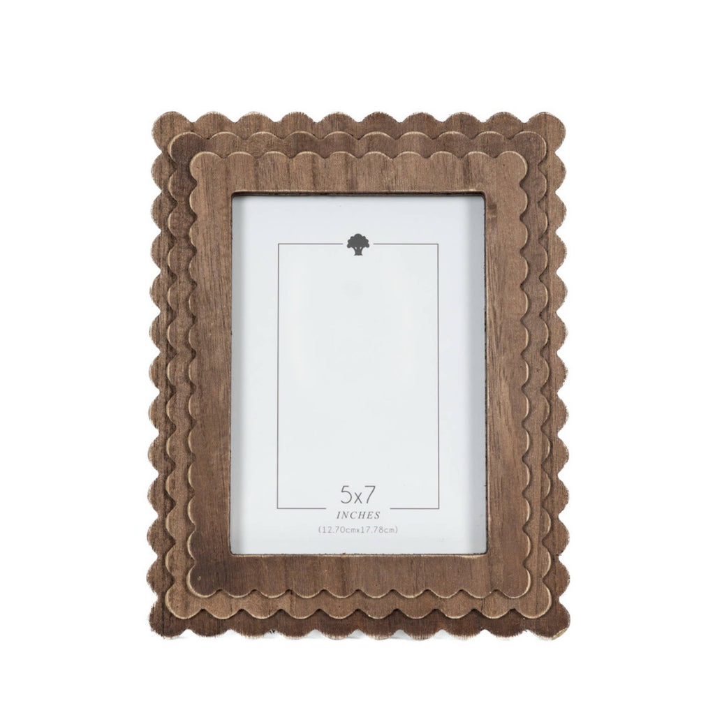 17030 - 8x10 wood scallop photo frame for 5x7 pic, espresso