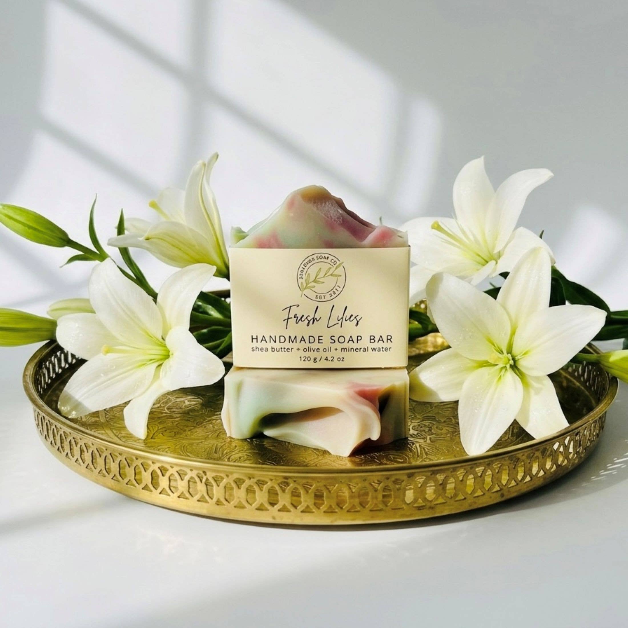 Fresh Lilies Handmade Soap Bar VEGAN Cold Process Soap