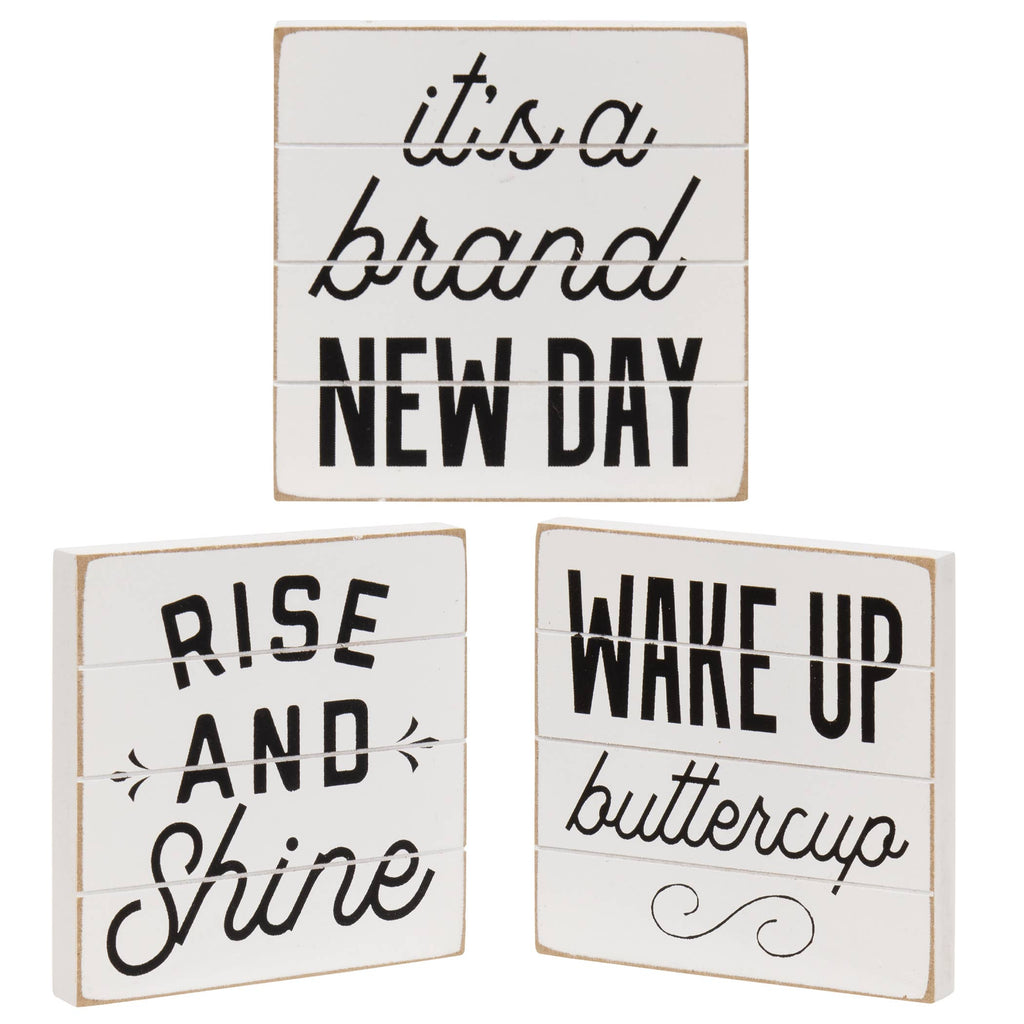 Good Morning Shiplap Block Sign, 3/Assorted