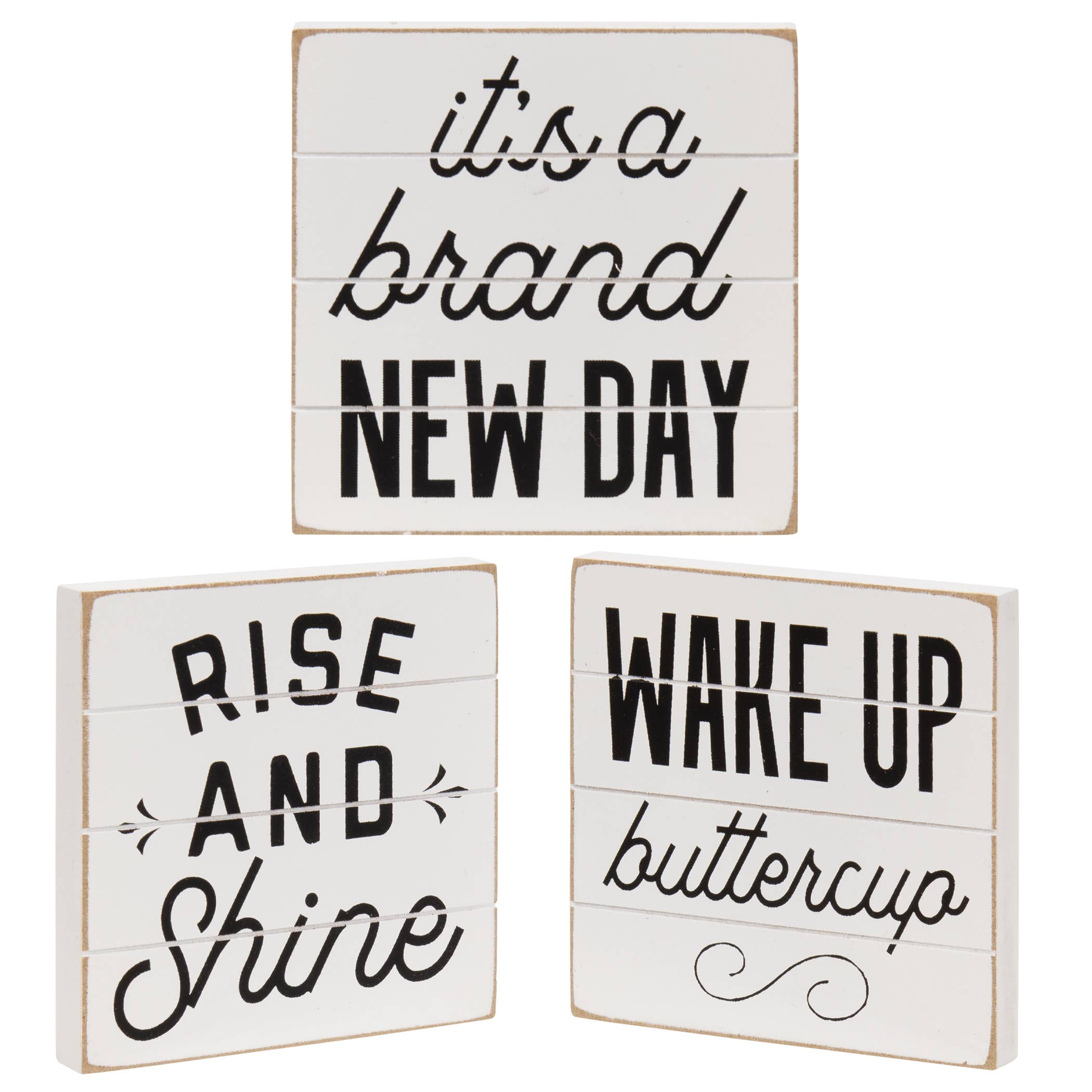Good Morning Shiplap Block Sign, 3/Assorted