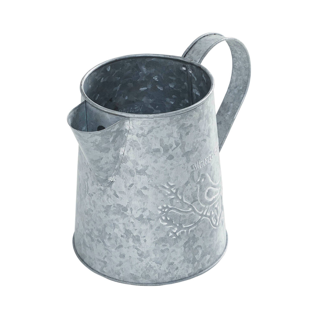 Galvanized Metal Vase with Bird | Farmhouse Decor