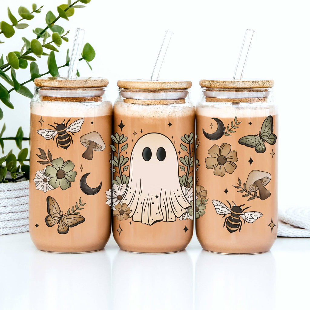 Halloween Tumblers Cute Fall Glass Cup Gifts & Kitchen Decor