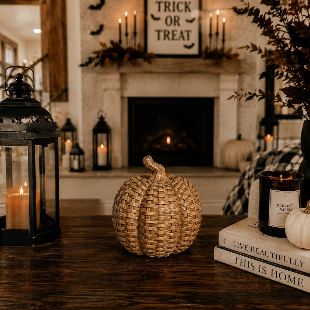 Neutral Fall Halloween Shelf Decor, Cute Pumpkin Home & Gift
