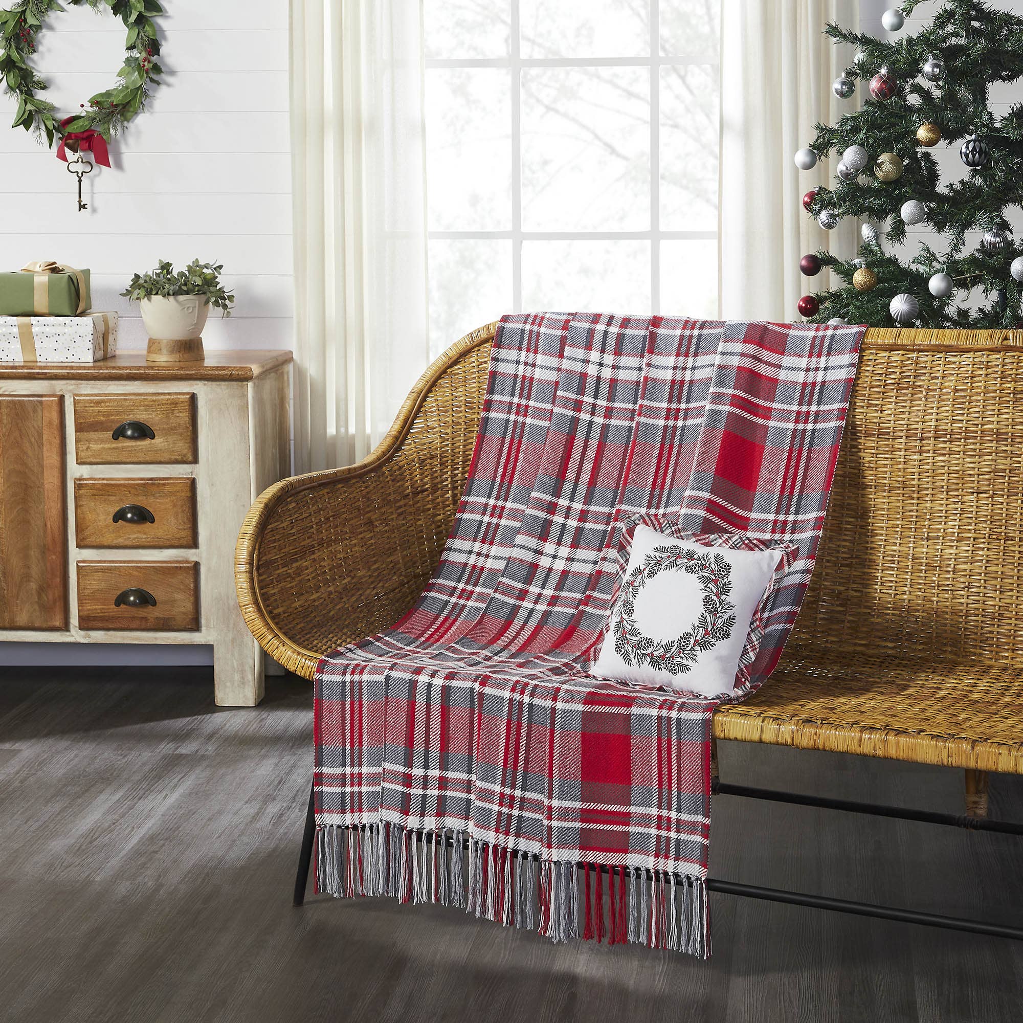 Gregor Red Plaid Woven Throw Blanket 50x60