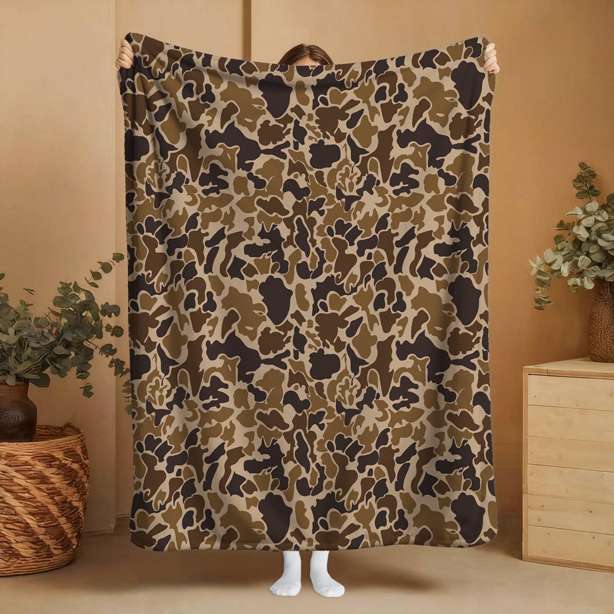 "Duck Camo" Plush Travel Blanket with Matching Case