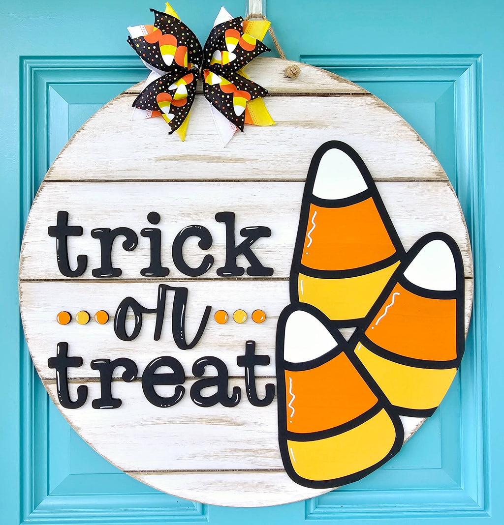 DIY Trick or Treat Candy Corn Door Hanger