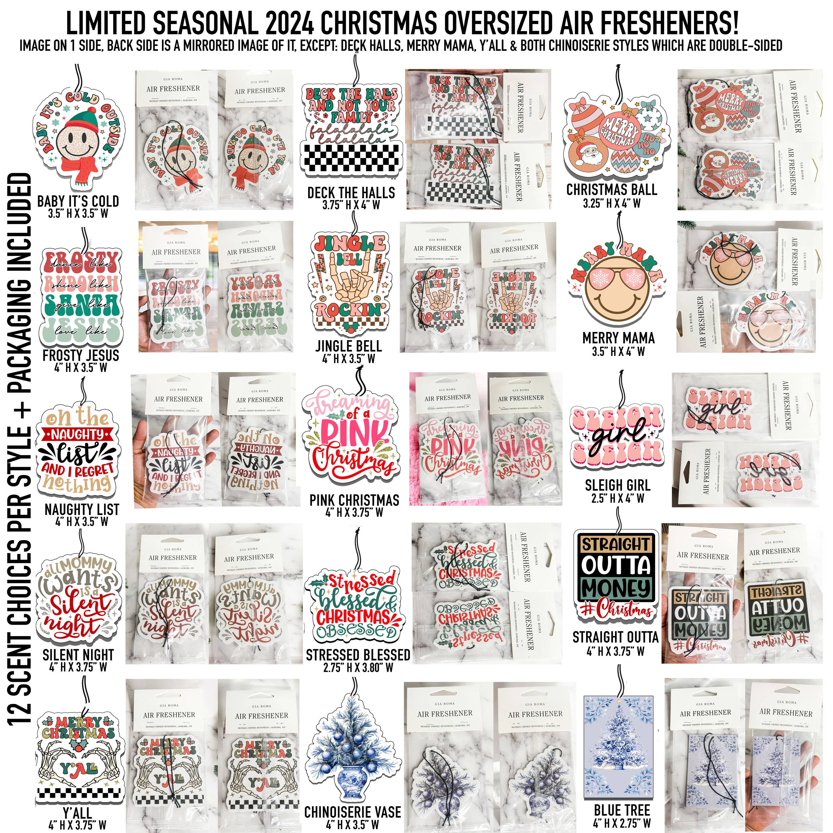 Naughty List, Hanging Air Freshener Christmas for Cars