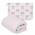 "Pink Bows" Plush Travel Blanket with Matching Case