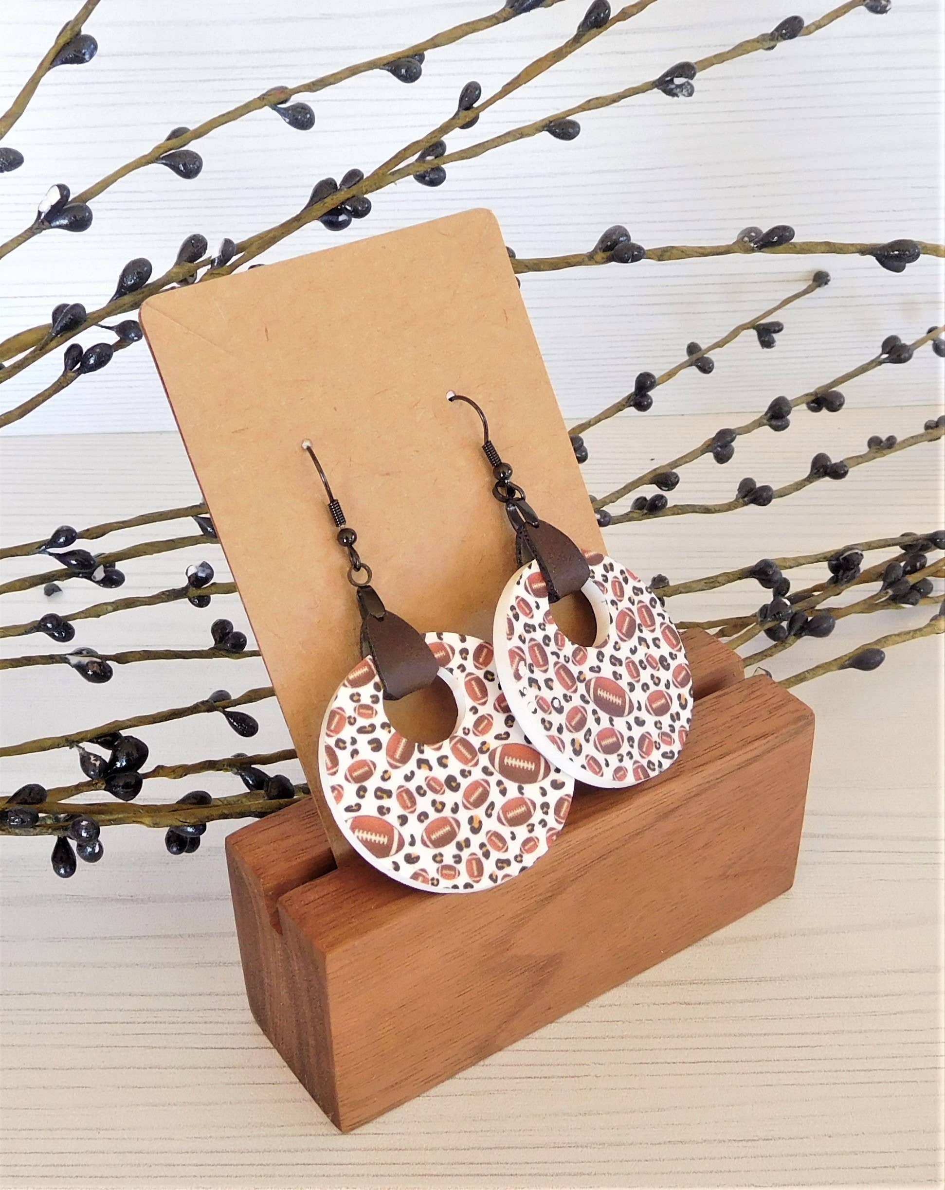 Football Mom Dangle Earrings - Acrylic Football Earrings
