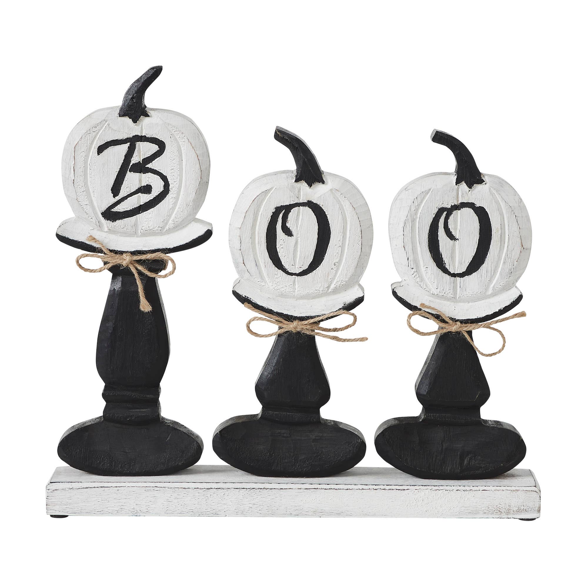 BOO Pumpkin Wood Tabletop Sign, 13.5" Halloween Decor