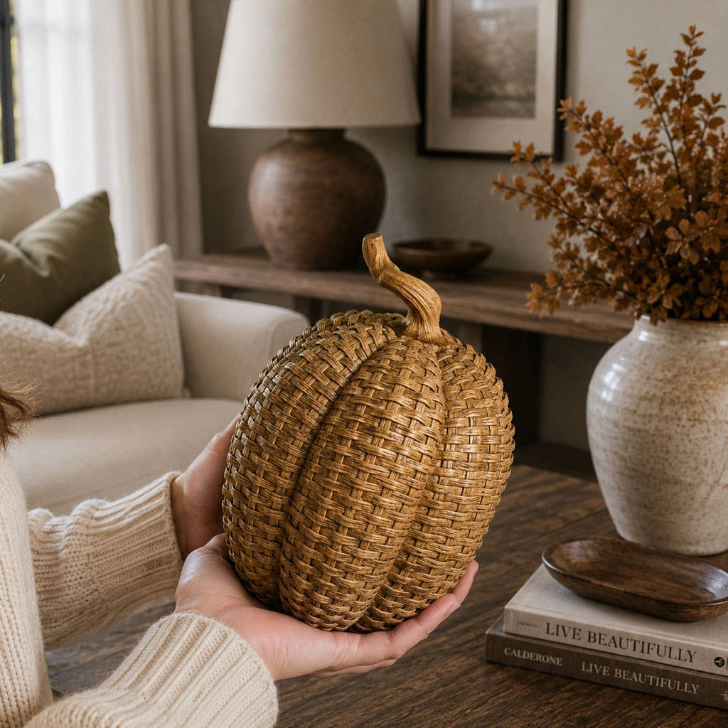 Neutral Fall Halloween Shelf Decor, Cute Pumpkin Home & Gift
