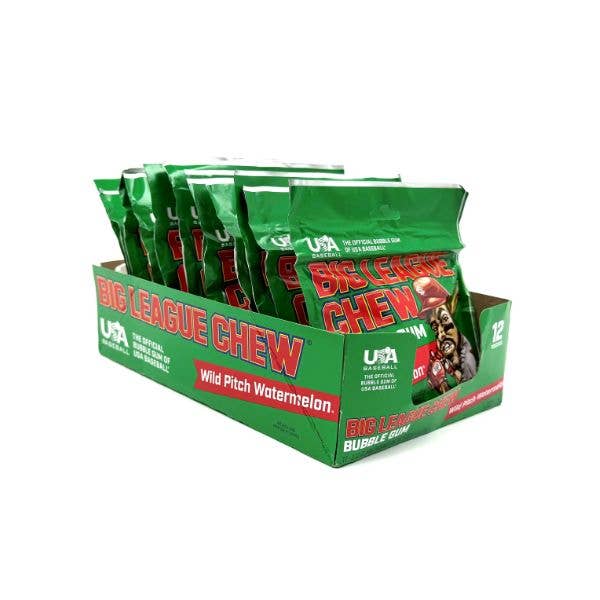 Big League Chew Wild Pitch Watermelon Gum, 12ct Pouches