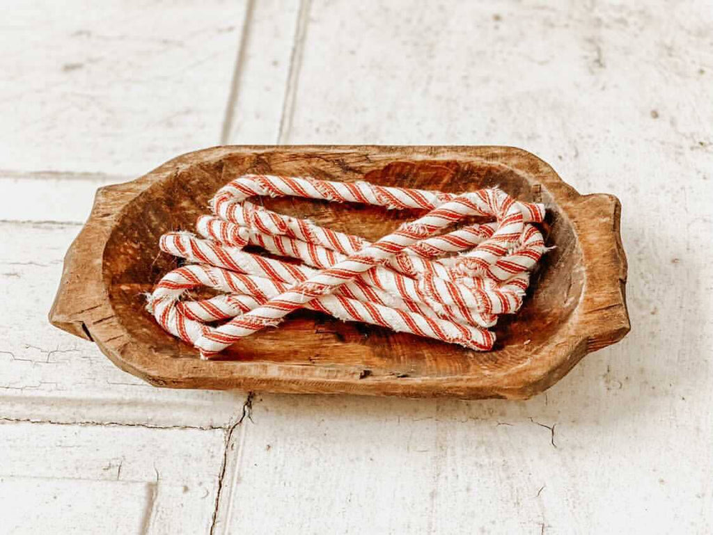 42-203-20 Handles Carved Bowl, Handmade, Farmhouse Décor #B