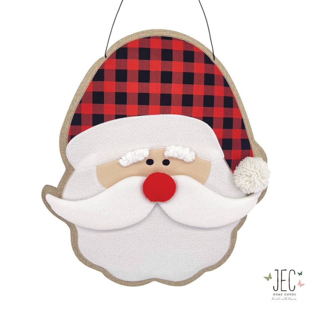 Christmas Santa Burlap Burlap Puffy Wall Hanging Rustic Porch Door Décor  20"x17.5"