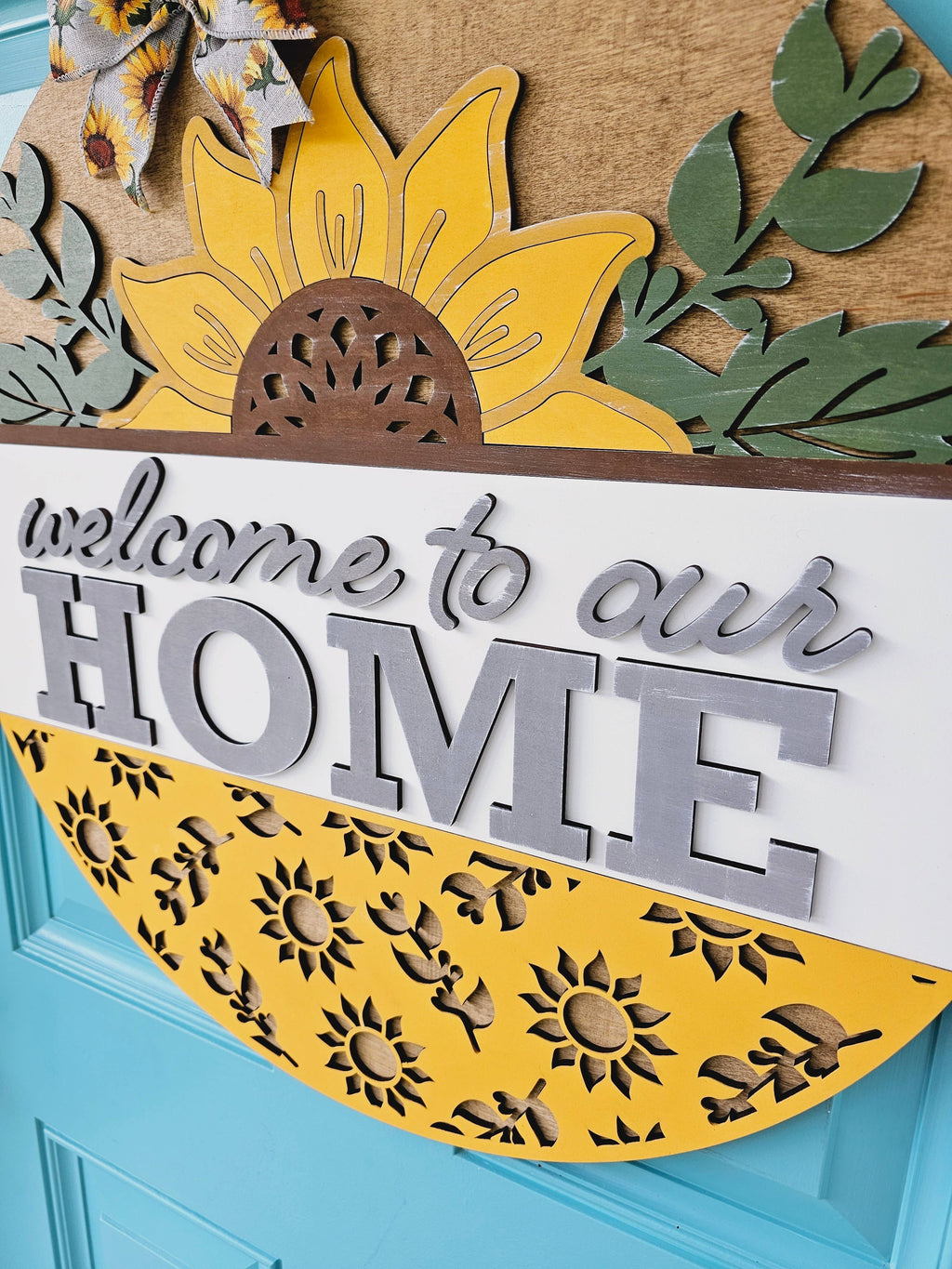 DIY Welcome to Our Home Sunflower Door Hanger